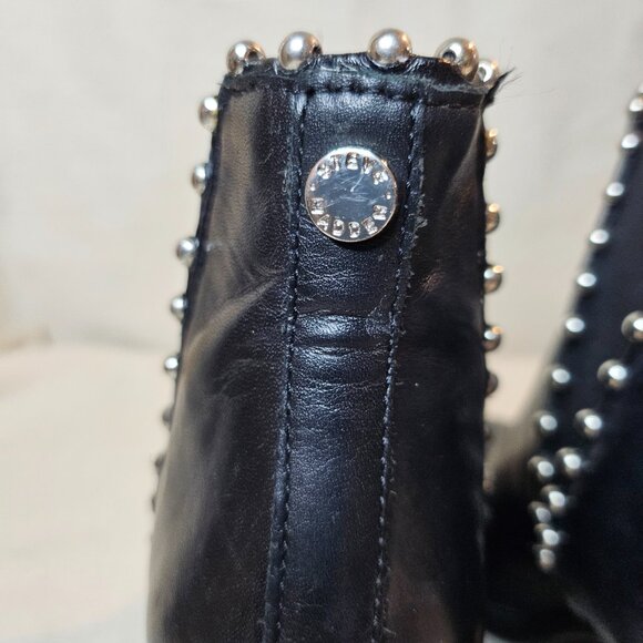 Steve Madden Cade Black Leather Studded Boots - Size 6 - Picture 5 of 8